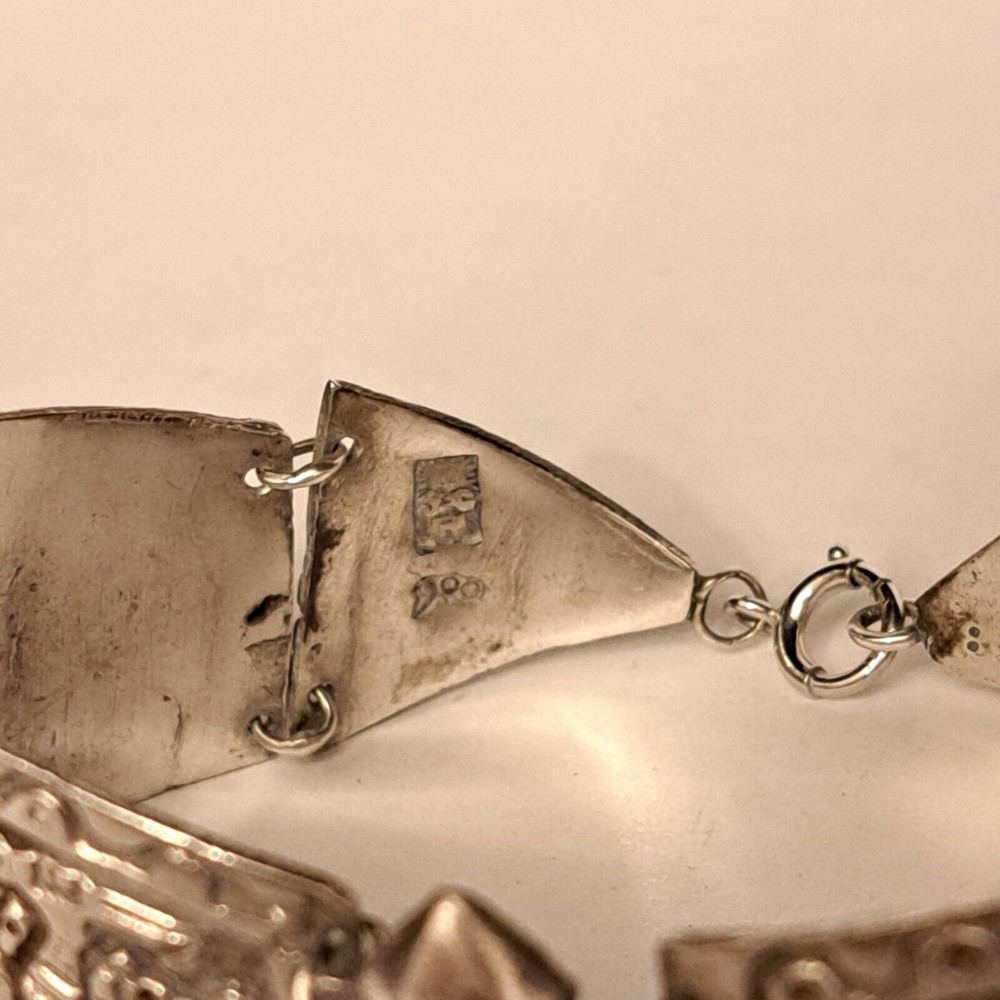 Antique Industria Peruana Aztec Maya Bracelet 900 Silver - Picture 12 of 13